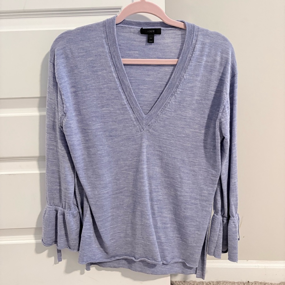 J. Crew Lavender V-Neck Bell Sleeve Sweater